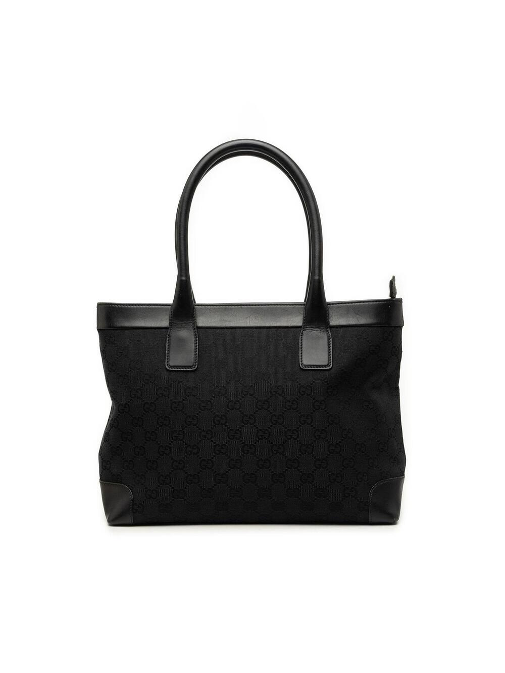 Gucci Gg Canvas Tote Pre-Loved Black #361302G41B